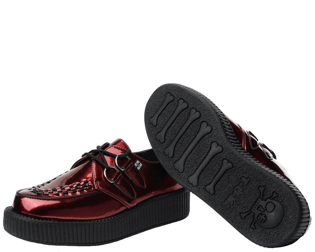 T.U.K Burgundy Patent Metal Viva Low Creeper - Image 2
