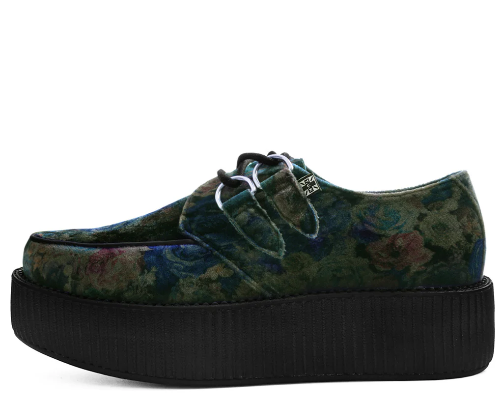 T.U.K Dark Floral Velvet Viva Monda Creeper - Image 2