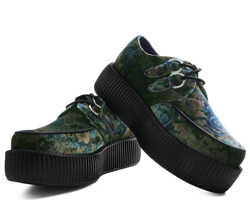 T.U.K Dark Floral Velvet Viva Monda Creeper - Image 7