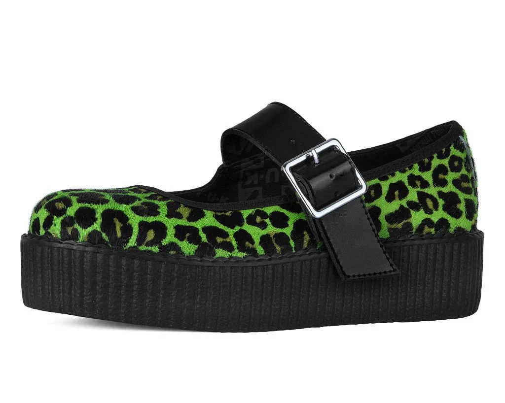 T.U.K Green Leopard Cow Hair Mondo Mary Jane - Image 2