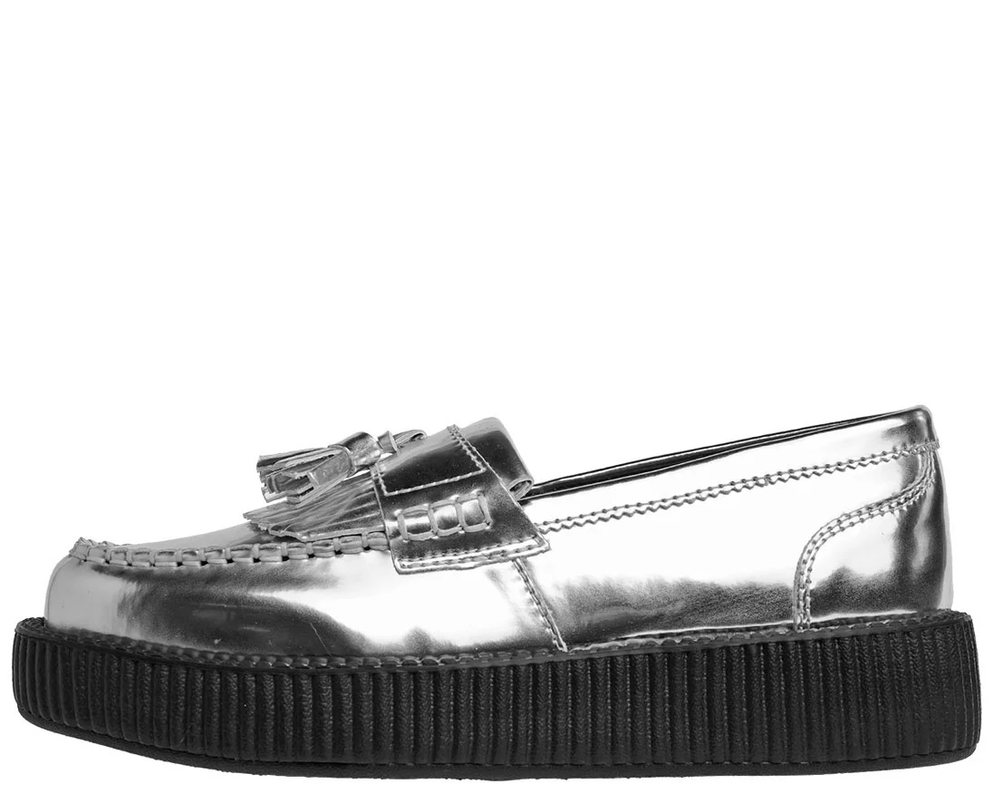 T.U.K Metallic Silver Loafer Viva Low Creeper - Image 2