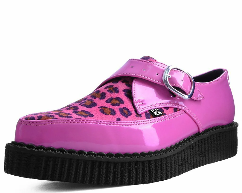 T.U.K Pink Patent/Pink Leopard Monk Buckle Pointed Creeper - Image 4