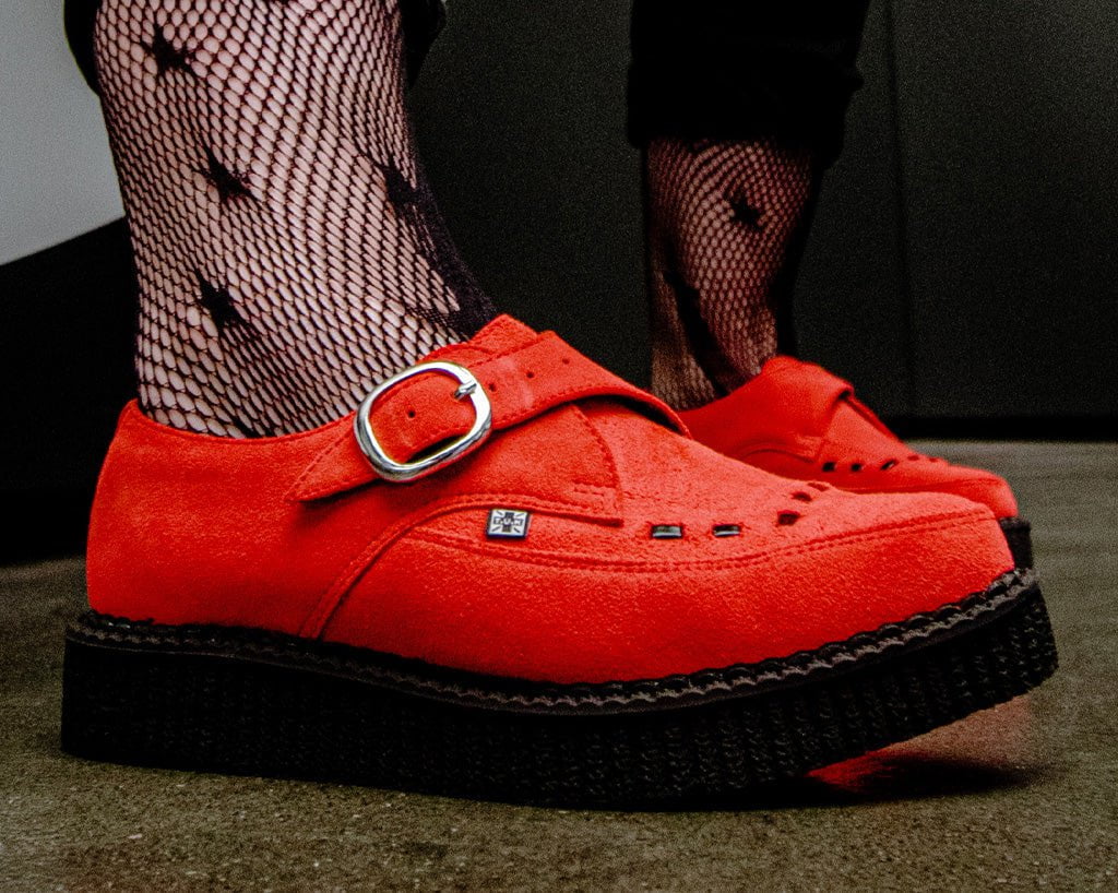 T.U.K Red Suede Johny Buckle Pointed Creeper - Image 4