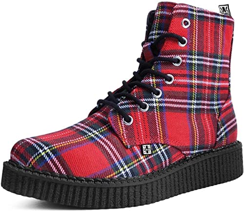 T.U.K Red Tartan Pu 71 Cap Pointed Boot