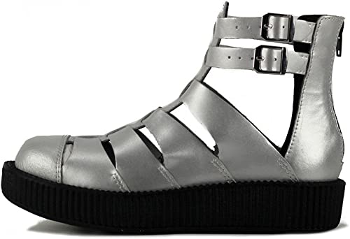 T.U.K Silver Gladiator Viva Low Sandal Creeper