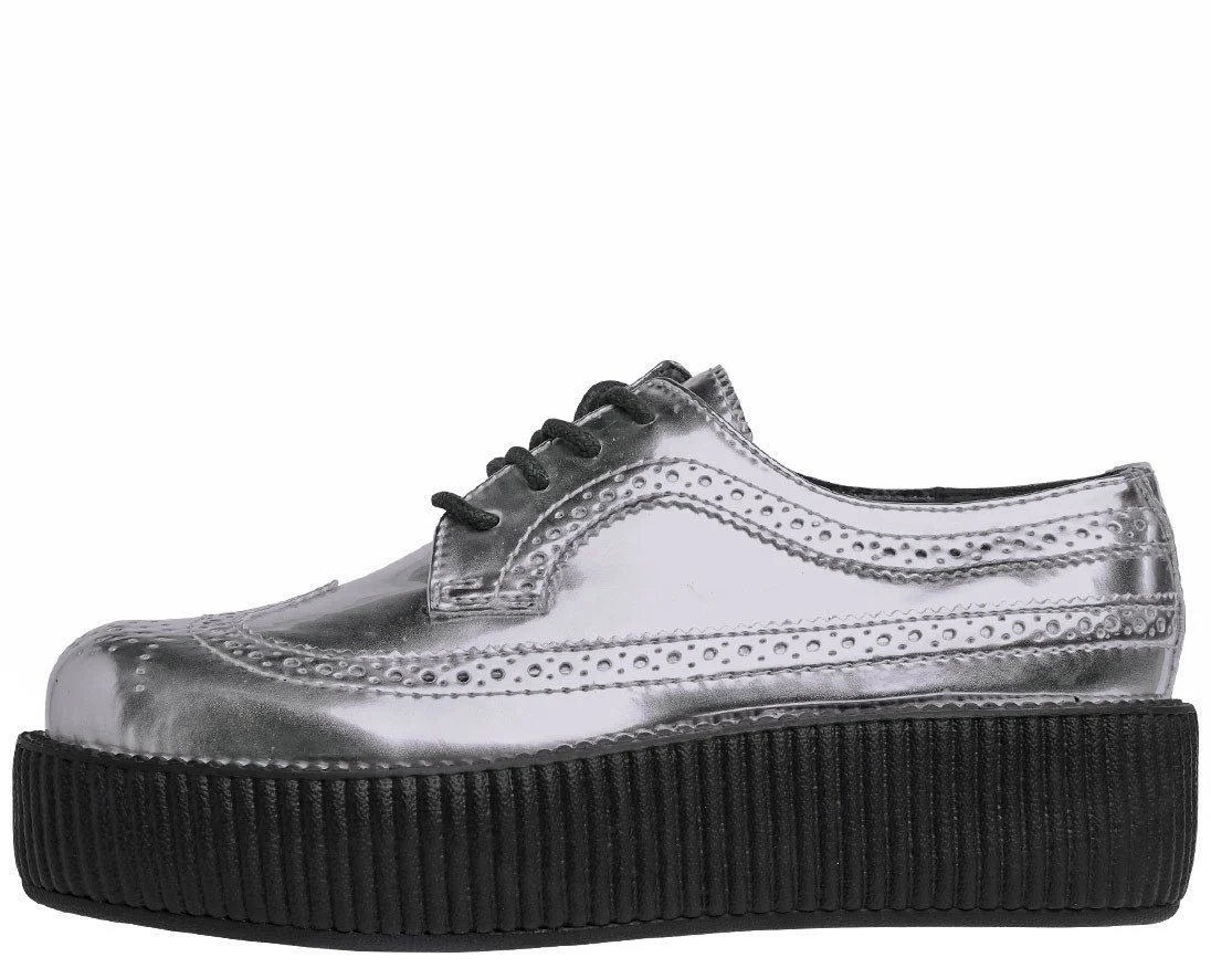 T.U.K Silver Wingtip Brogue Viva Low Creeper - Image 2