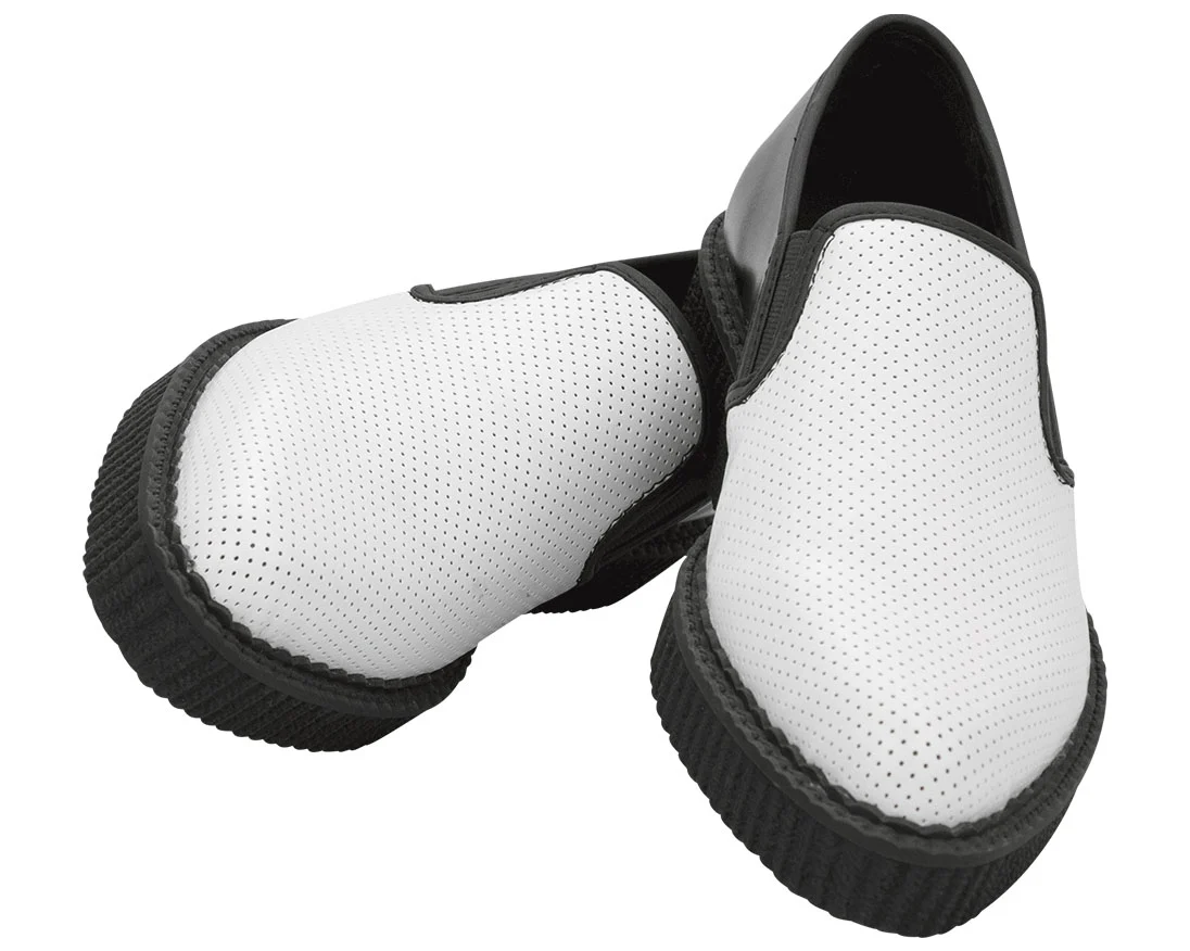 T.U.K White Black Perf Pointed Slip On Creeper - Image 3