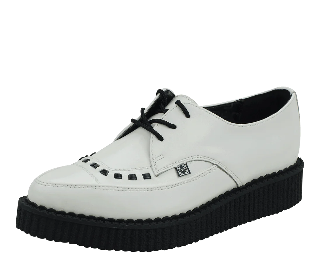 T.U.K Most Basic White Leather Pointed Tie Creeper