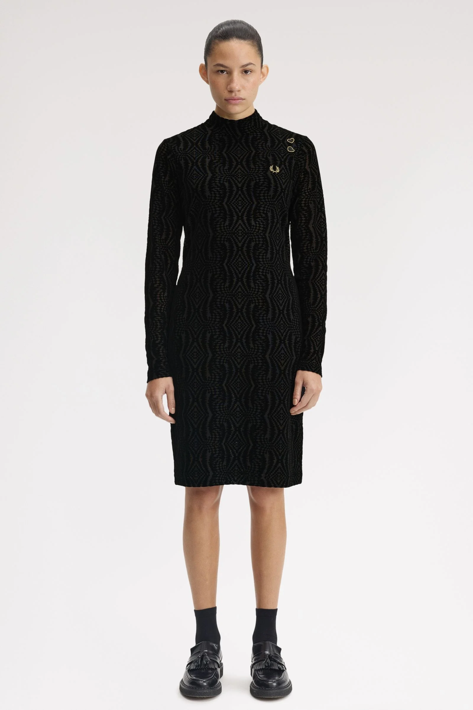 Flock Print Mesh Dress