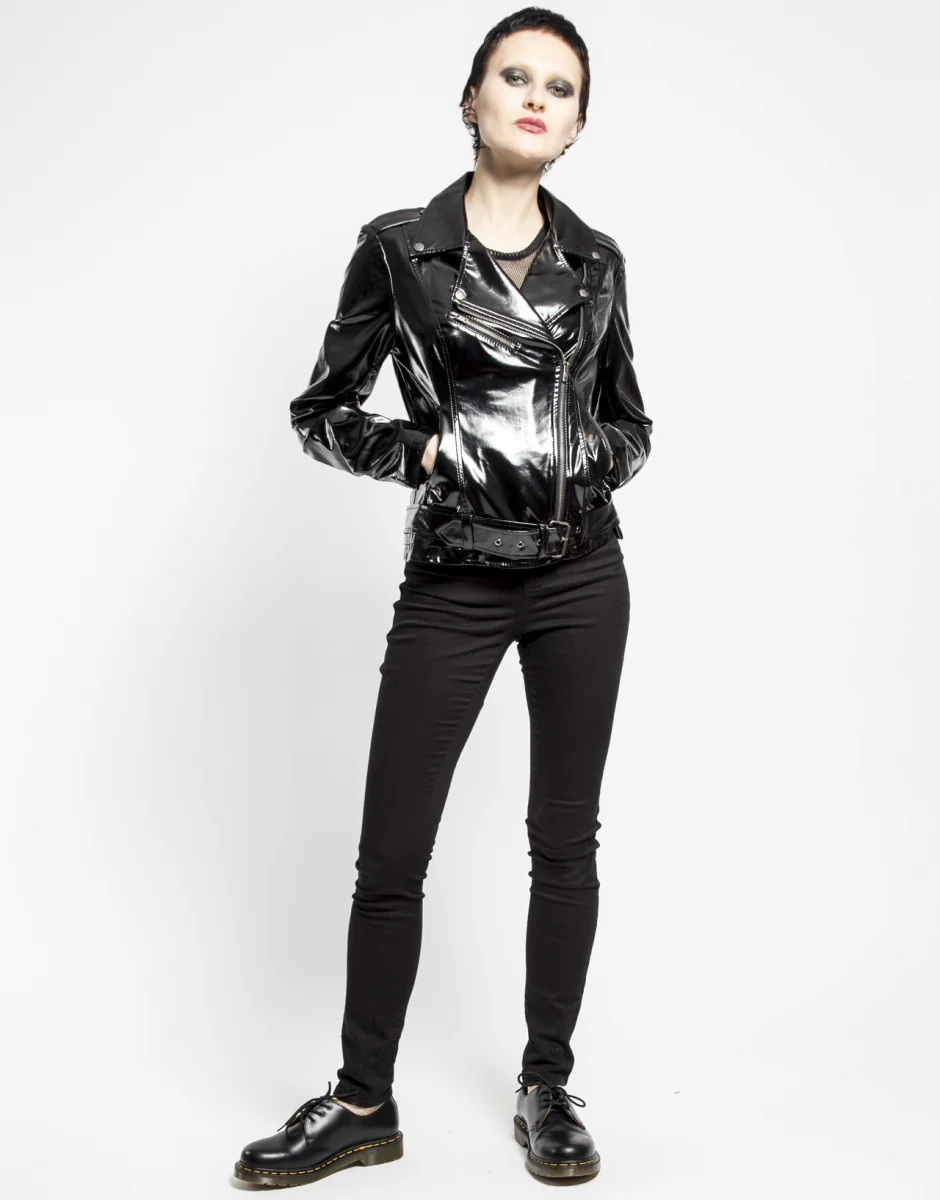 Tripp Nyc Wild Child Vinyl Moto Jacket - Image 3