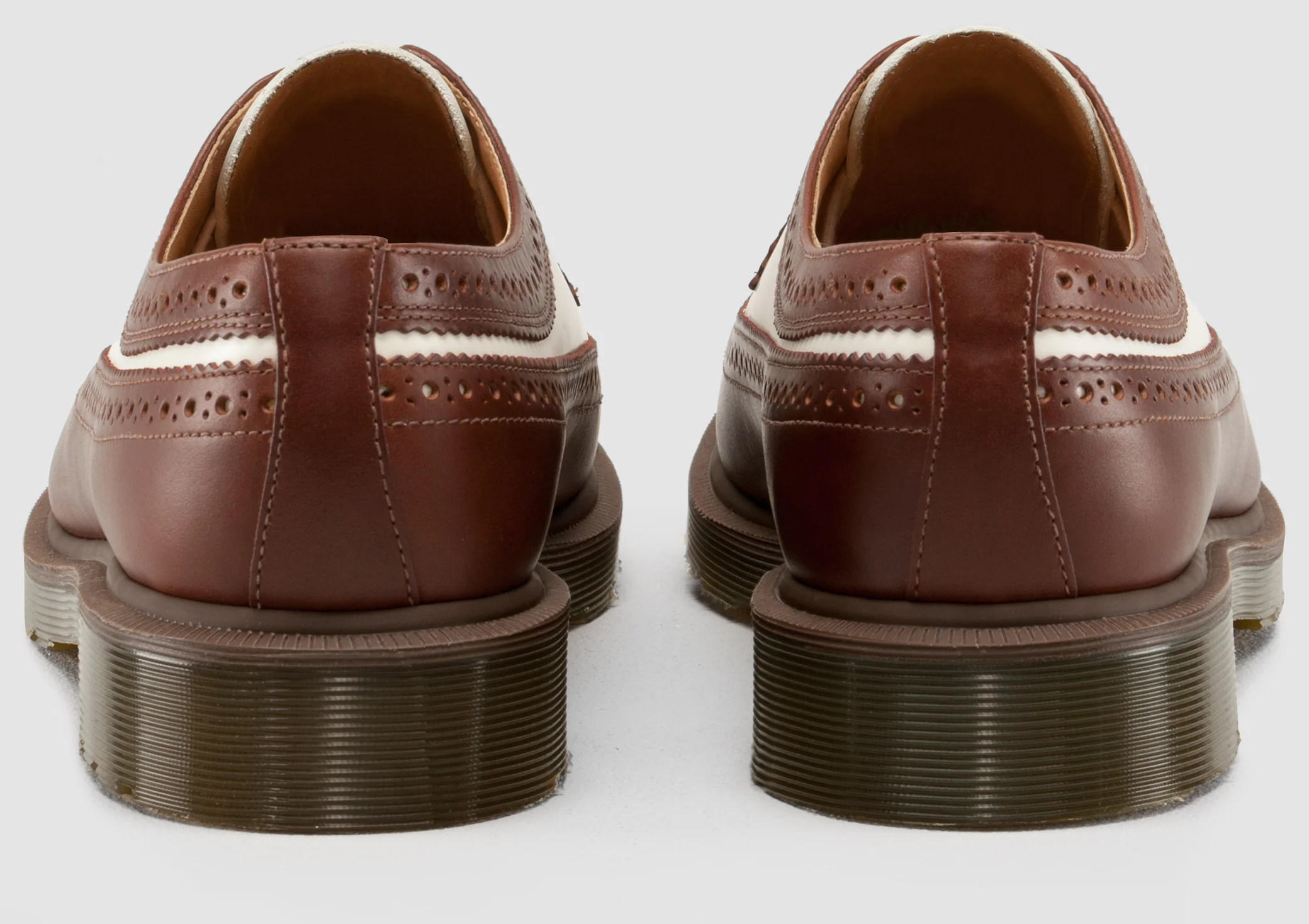 3989 Tan+Off White Brogue Smooth Oxford Mie - Image 2