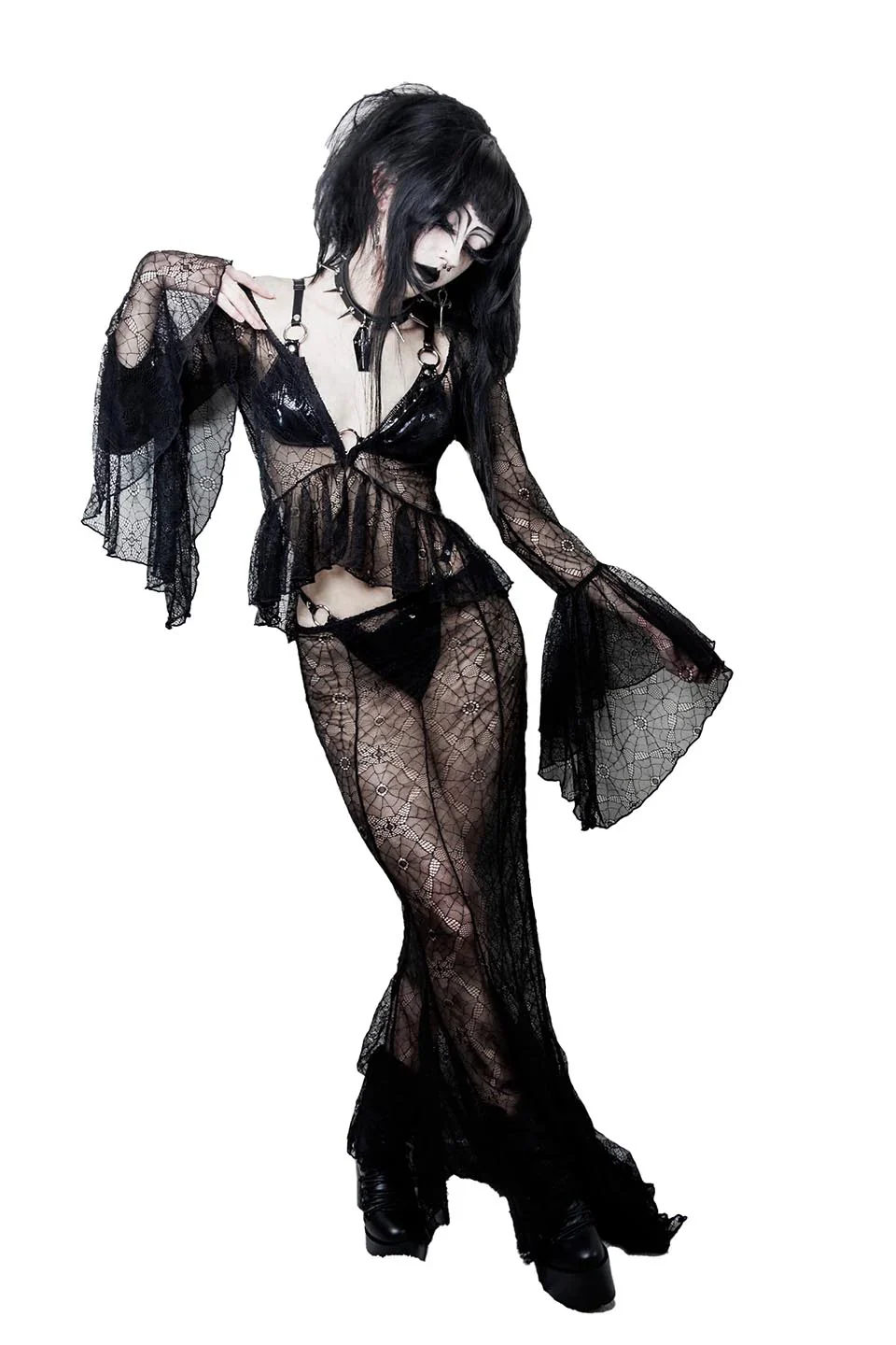 Lip Service Webutante Spiderweb Mesh Maxi Skirt - Image 3