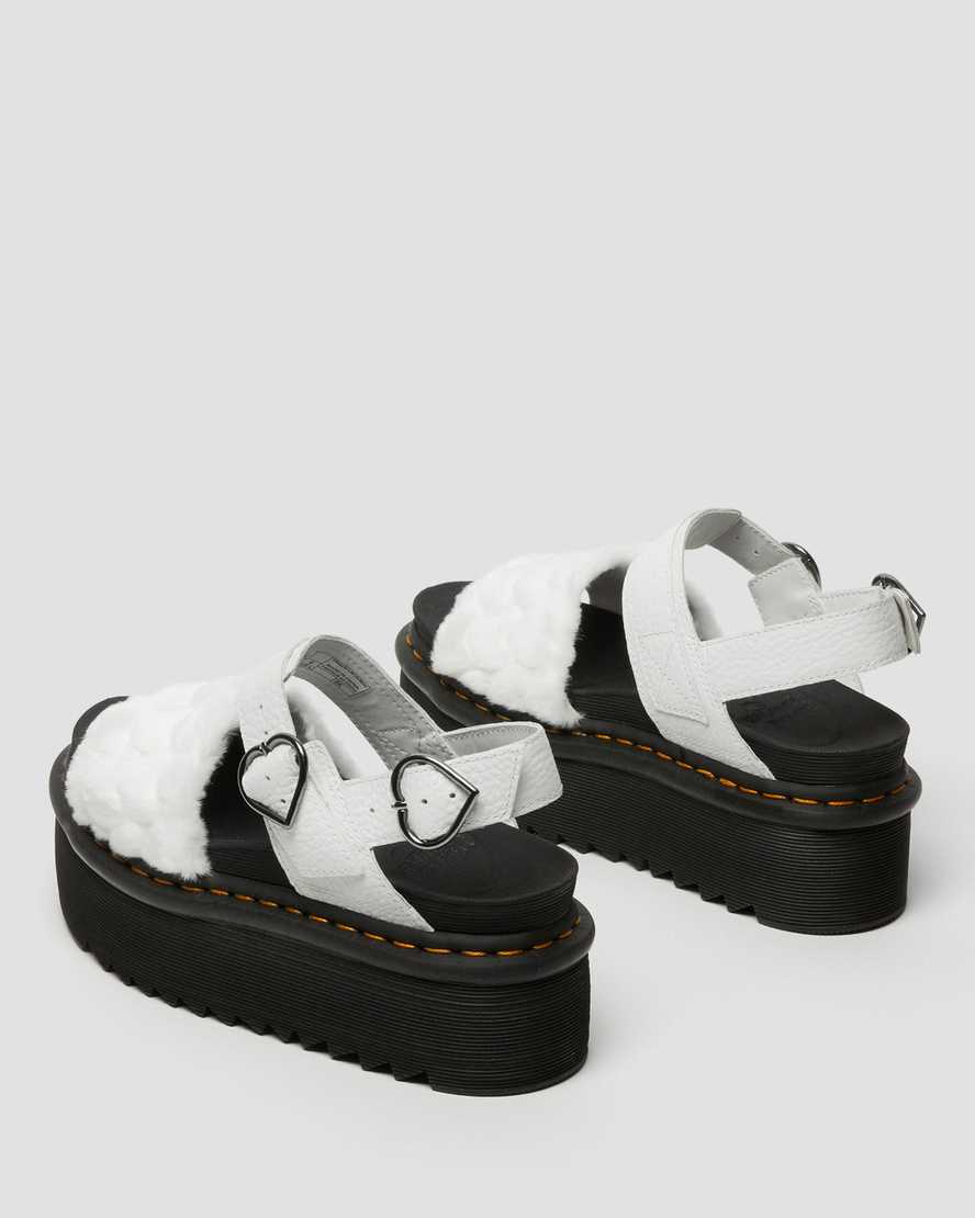 White Voss Fluffy Faux Fur Platform Sandals - Image 4
