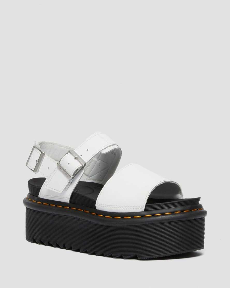 White Voss Women's Leather Strap Platform Sandals - Image 2
