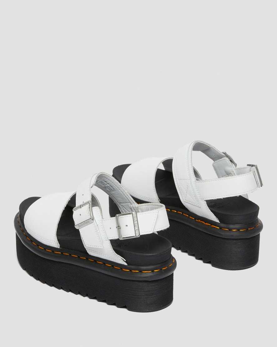 White Voss Women's Leather Strap Platform Sandals - Image 5