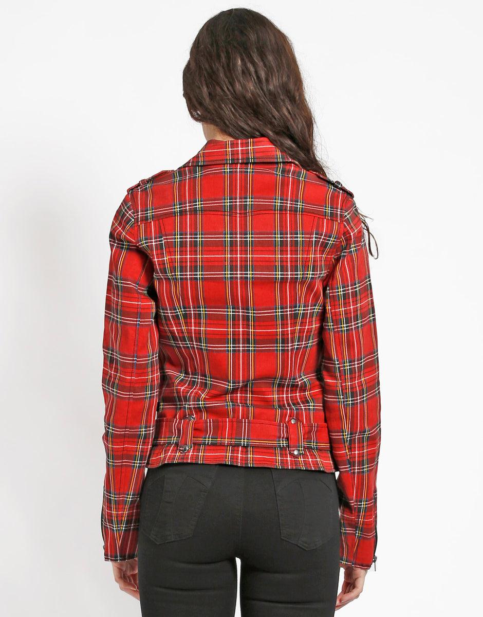 Tripp Nyc Tartan Red Child Moto Jacket - Image 2