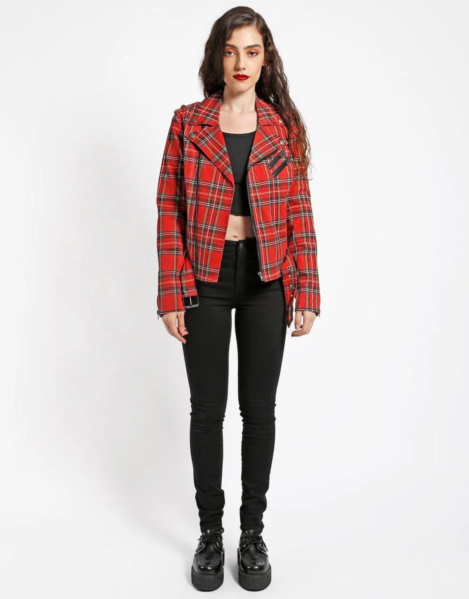 Tripp Nyc Tartan Red Child Moto Jacket - Image 3