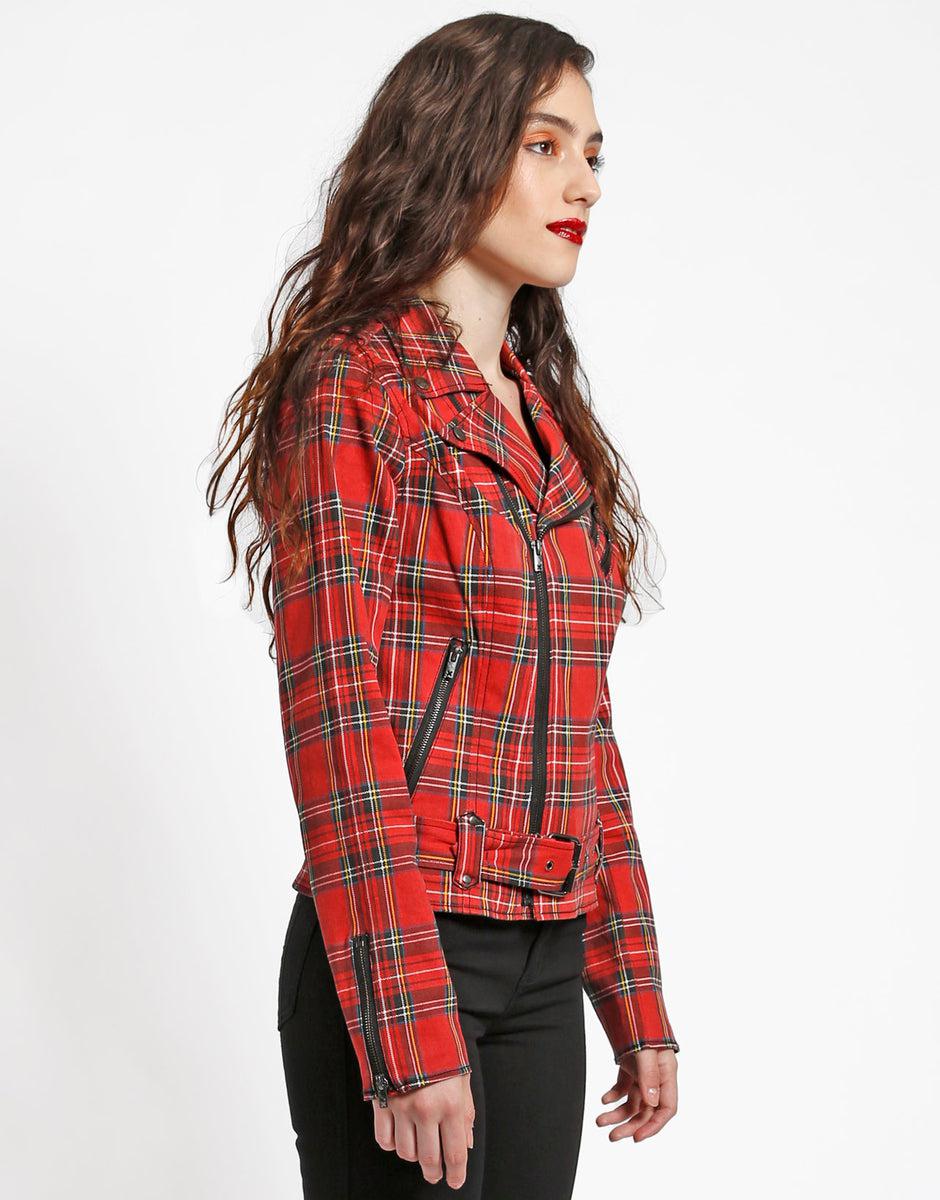 Tripp Nyc Tartan Red Child Moto Jacket - Image 4