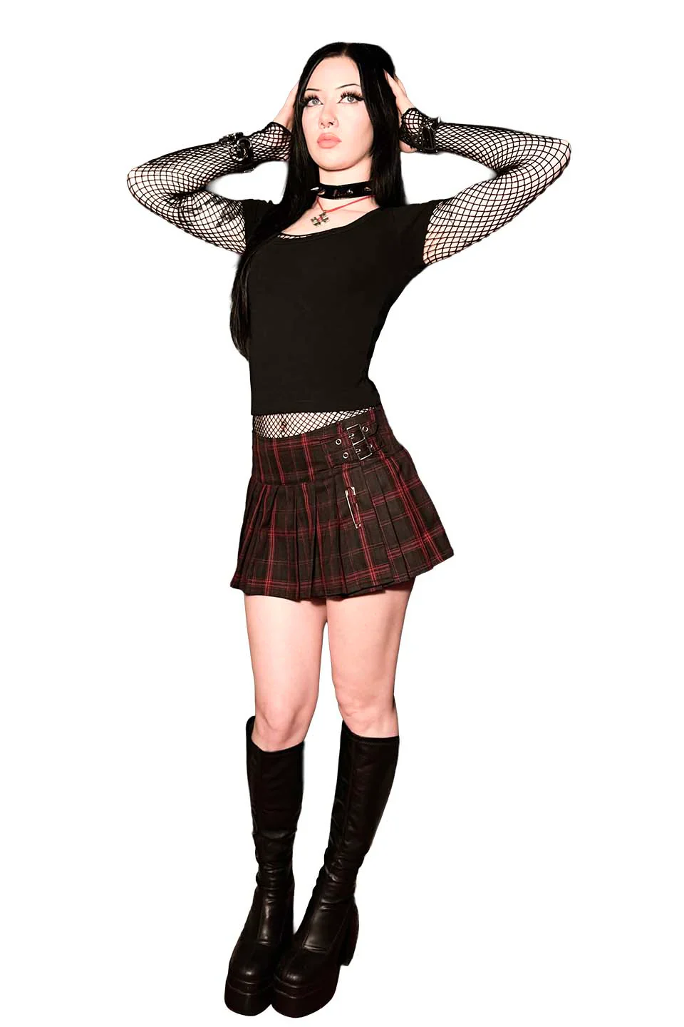 World's End Pleated Mini Skirt In Red & Black Plaid V2 - Image 2