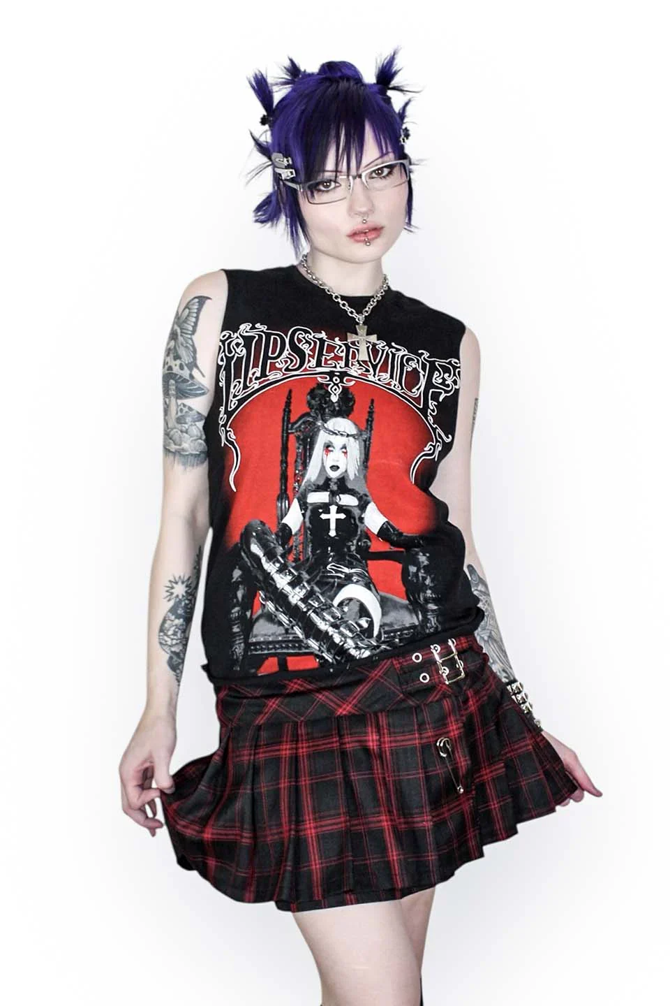 World's End Pleated Mini Skirt In Red & Black Plaid V2 - Image 4