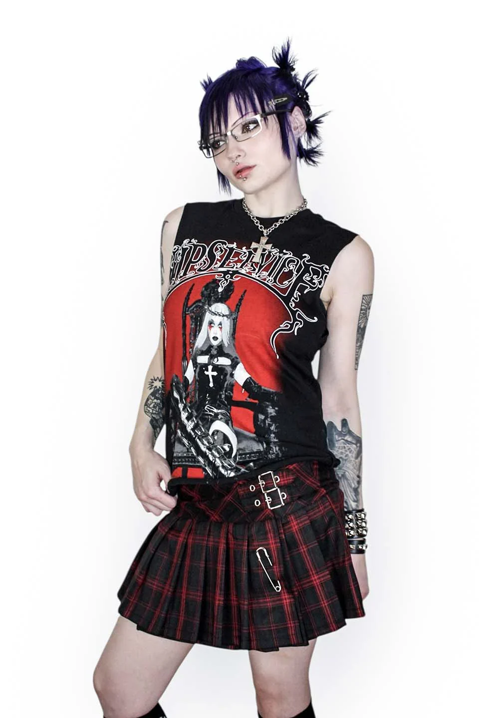 World's End Pleated Mini Skirt In Red & Black Plaid V2 - Image 5